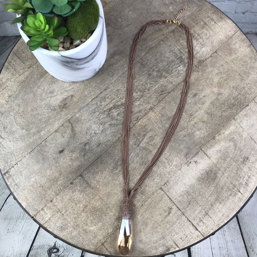 Water Drop Crystal Gold Pendant Necklace